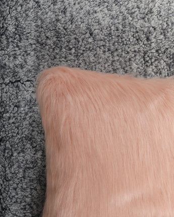 Flafia Faux Fur Fluffy Throw Pillow Covers, Solid Rose Blush, 16 x 16", Set of 2