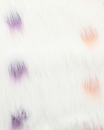 Flafia Faux Fur Fluffy Throw Pillow Covers, White, Purple/Blush Dot, 18 x 18", Set of 2