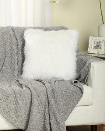 Flafia Faux Fur Fluffy Throw Pillow Covers, White, 16 x 16", Set of 2