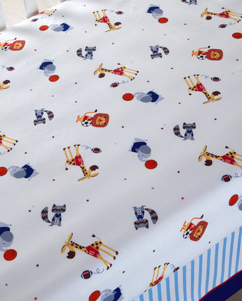 Future All-Star 3 Piece Baby Nursery Crib Bedding Set, Blue/Grey, 33 x 42, Animal Print