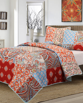 Gabriella 3-Piece Quilt Set, Multi-Color, Floral,Patchwork