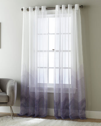 Galaxy Two Tone Sheer Grommet Curtain Panel, White/Purple