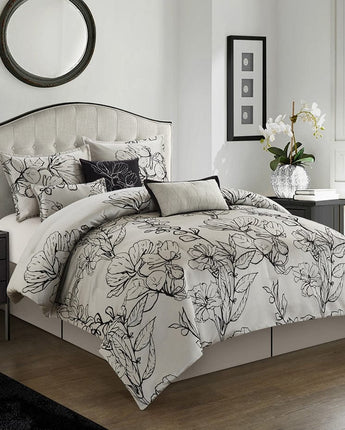 Georgia 7-Piece Comforter Set, Silver, Floral
