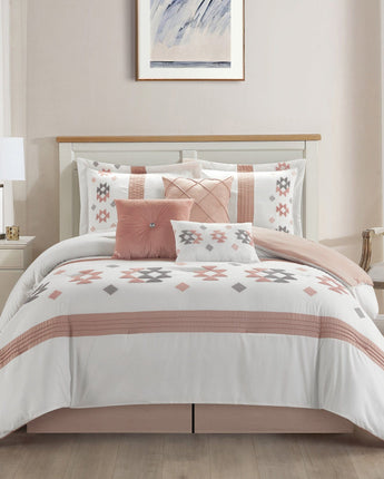 Hailee 7 Piece Comforter Set, Blush