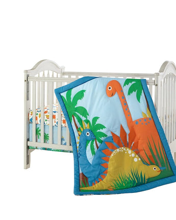 Happy Dinosaur 3 Piece Baby Nursery Crib Bedding Set, Multi-Color, 33 x 42, Animal Print