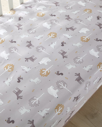 Happy Reindeer and Bear 3 Piece Baby Nursery Crib Bedding Set, Grey, 33 x 42, Animal Print