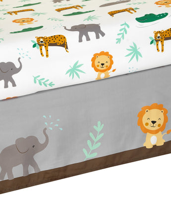 The Jungle Friends 3 Piece Baby Nursery Crib Bedding Set, Multi-Color, 33 x 42, Animal Print