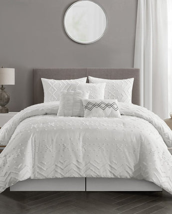 Kasha 7 Piece Comforter Set, White, Solid