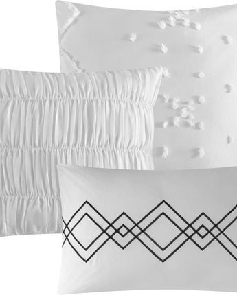 Kasha 7 Piece Comforter Set, White, Solid