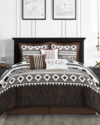 Kiara 7 Piece Comforter Set, Coffee
