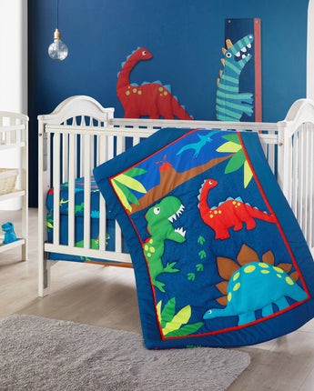Kingdom of Dinosaur 3 Piece Baby Nursery Crib Bedding Set, Multi-Color, 33 x 42, Animal Print