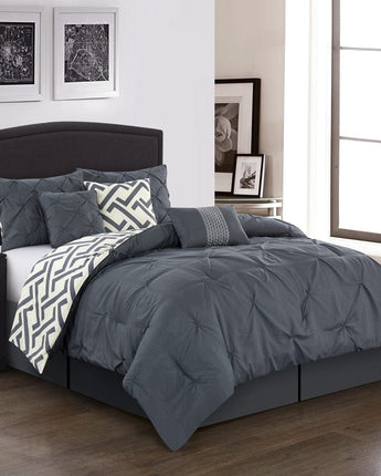 Loren 7-Piece Reversible Comforter Set, Grey