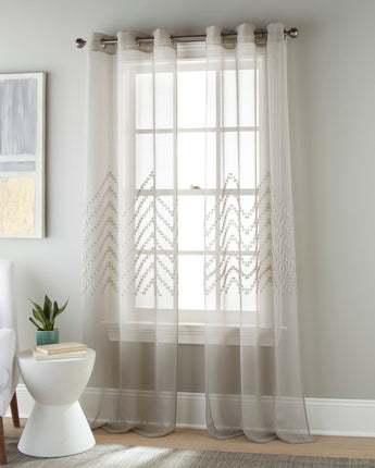 Mirgana Wavy Weave Sheer Grommet Panel Pair, Grey