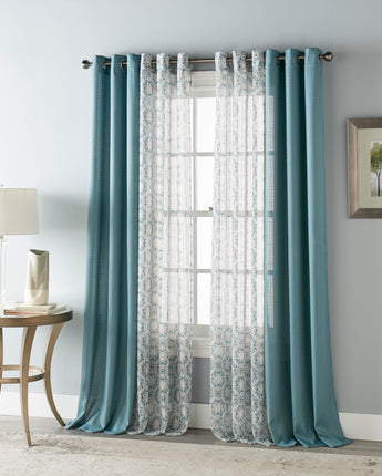 Naithon Grommet 4-Piece Curtain Panel Set, Semi-Sheer, Blue, Blue