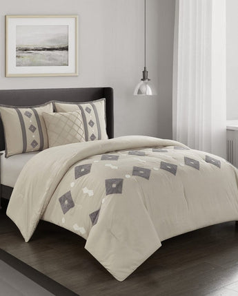 Nessie 3-Piece Comforter Set, Ivory, Twin/Twin XL