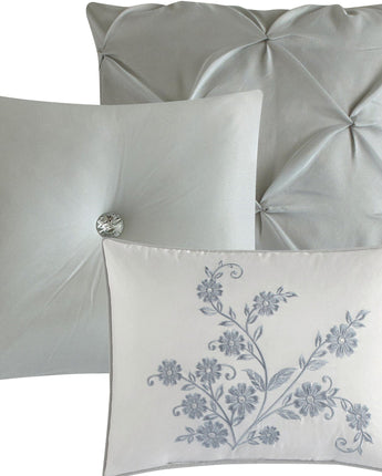 Oberon 7 Piece Comforter Set, Grey, Solid