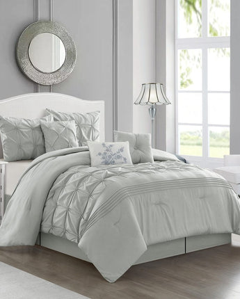 Oberon 7 Piece Comforter Set, Grey, Solid