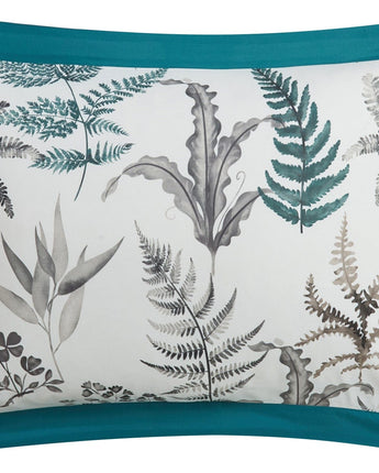 Polina 7 Piece Comforter Set, White/Aqua, Leaves