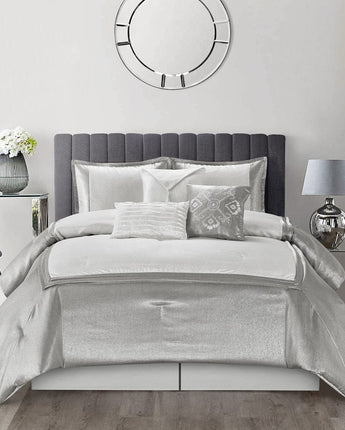 Prestyn 7 Piece Comforter Set, Silver