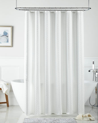 Radley Geometric Buttonhole Top Shower Curtain, Ivory, Off-white