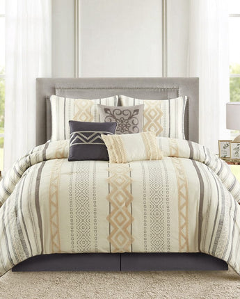 Samara 7 Piece Comforter Set, Ivory/Cream