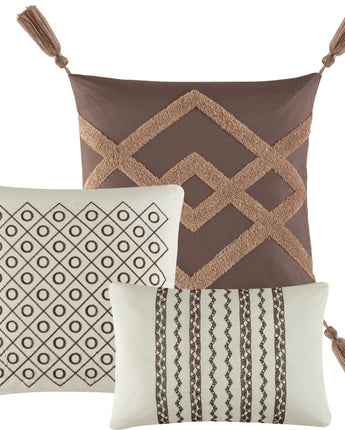 Serenity 7 Piece Comforter Set, Beige, Geometric