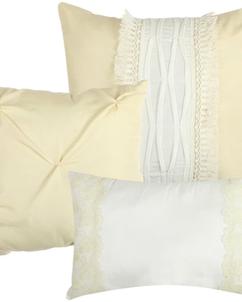 Sutton 7 Piece Comforter Set, Ruffled, White/Yellow