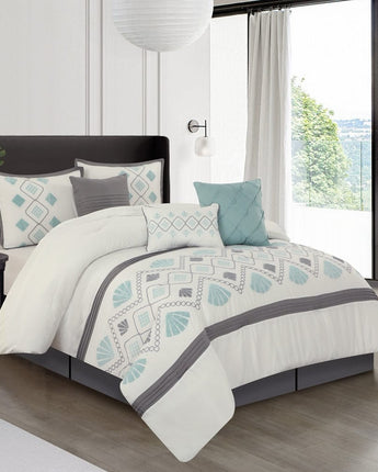 Tanira 7 Piece Comforter Set, White