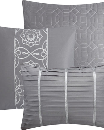 Tonya 6 Piece Comforter Set, Grey, Geometric