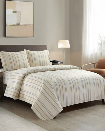 Tripoly 4 Piece Flat Sheet Set Striped, Beige