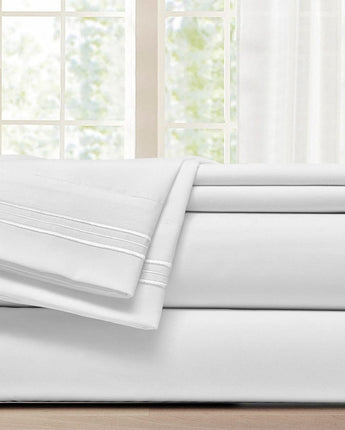 Zenia 4-Piece Flat Sheet Set , White, Solid Color